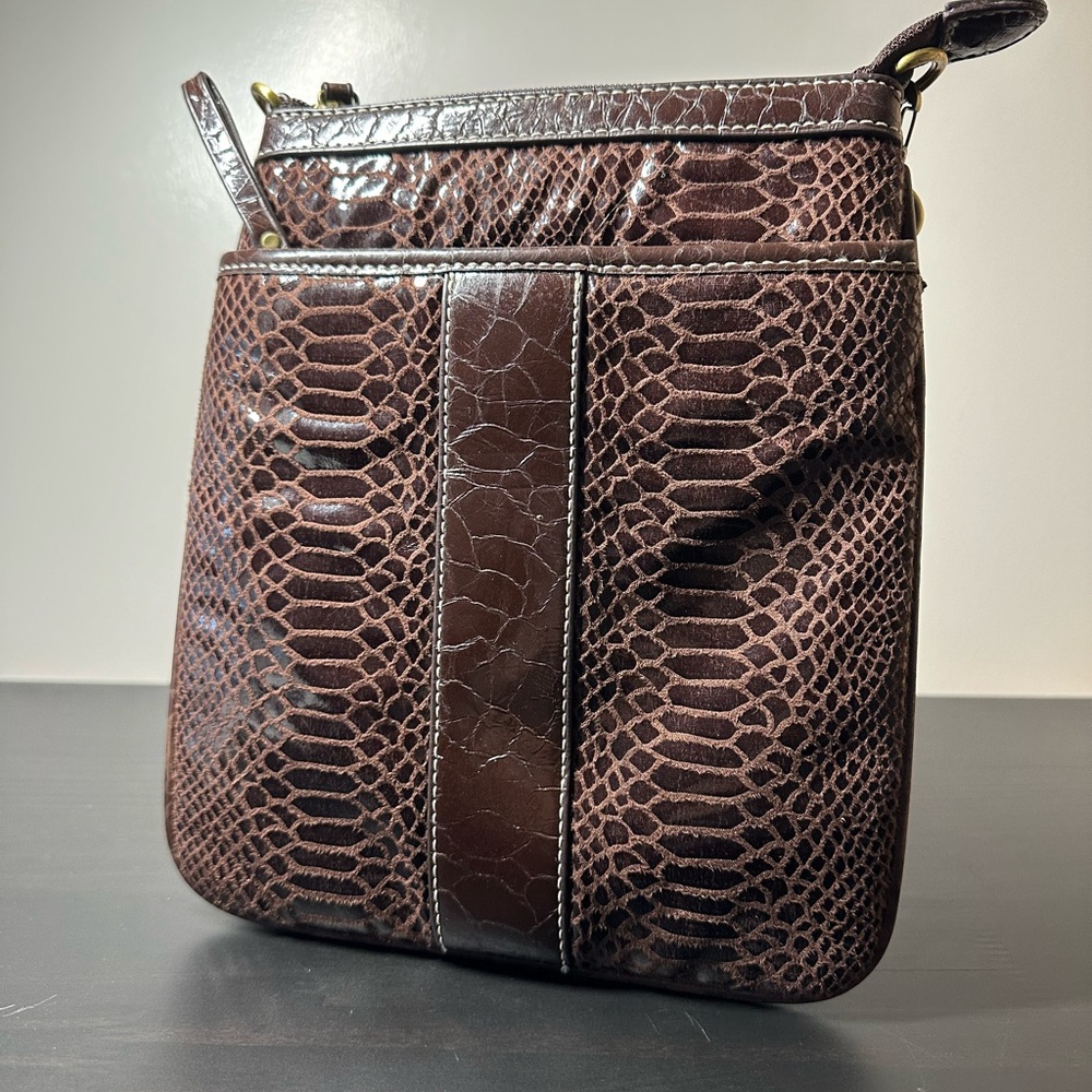 Brown Faux Leather Crossbody